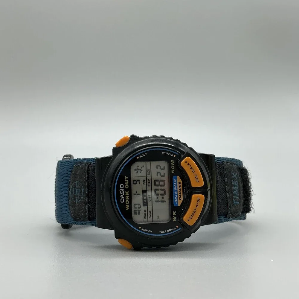 Vintage Casio JC-10 Work Out Mens Watch 40mm Digital Walk Calorie New Battery